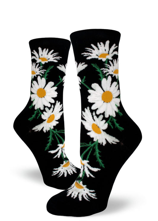 Crazy for Daisies Women's Socks in Black