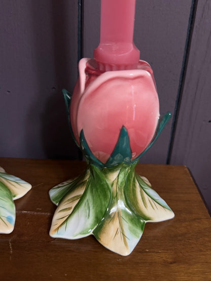 Rose Bud Candle Stick Holders