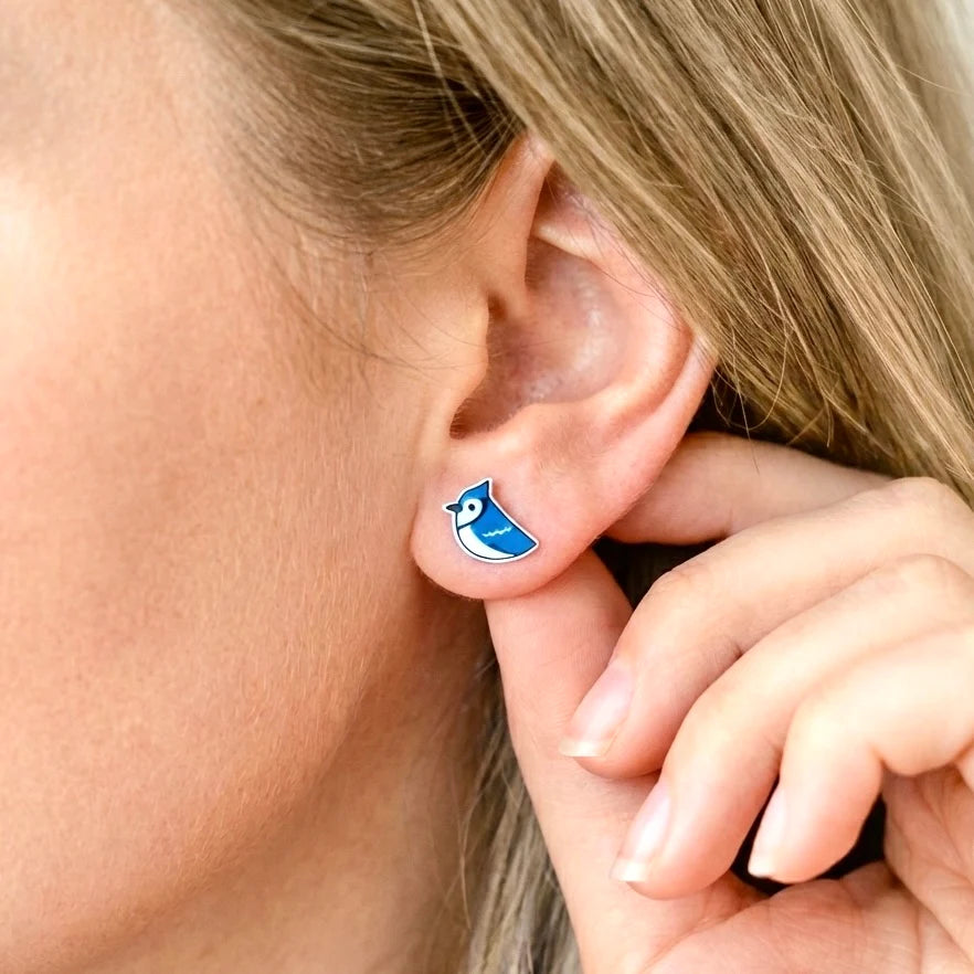 Blue Jay Stud Earrings
