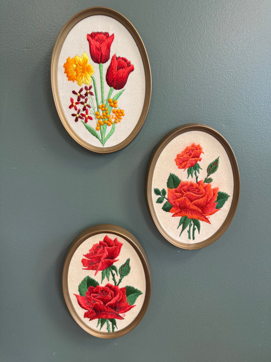 Garden Flower Needlepoint-Set of 3