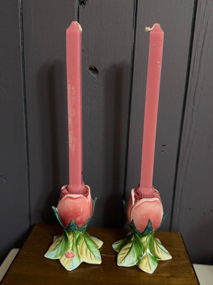 Rose Bud Candle Stick Holders