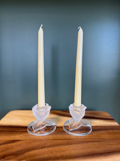 Pre-Loved Crystal Rose Candlestick Holders
