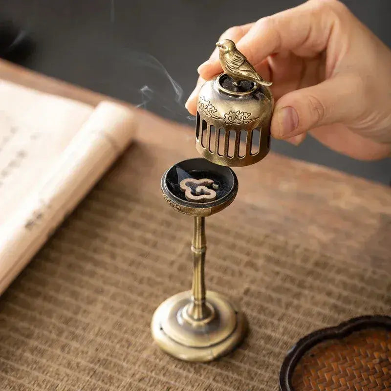 Brass Bird Cage Incense Holder