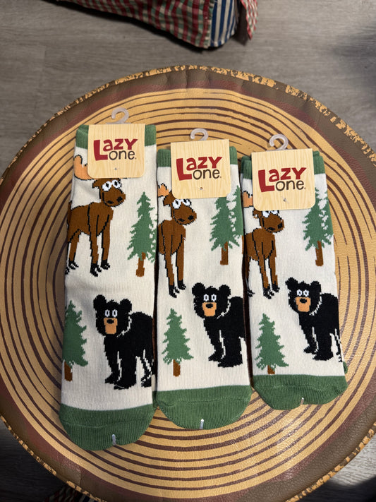 Moose Hug Green Kids Socks