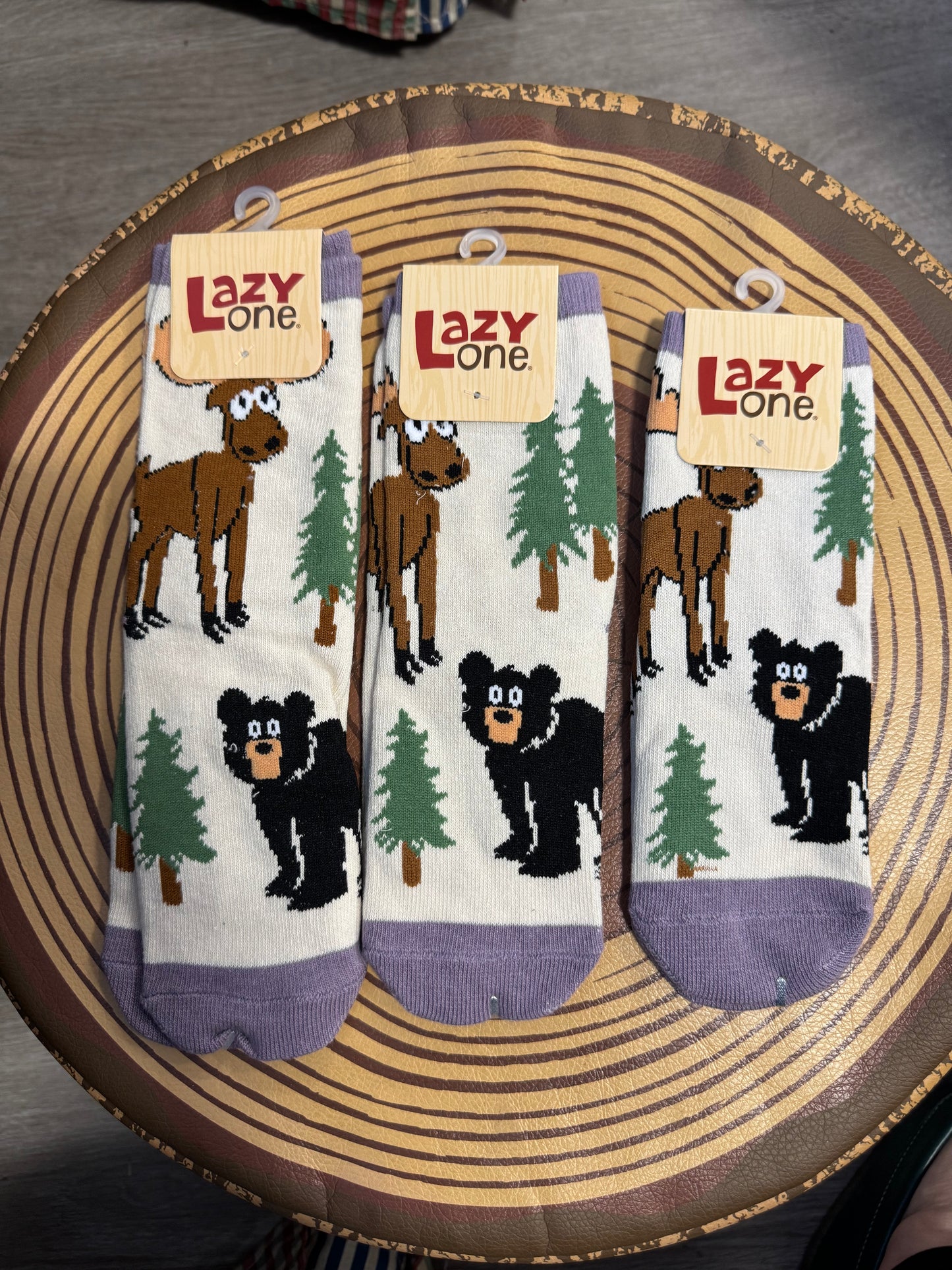 Moose Hug Purple Kids Socks