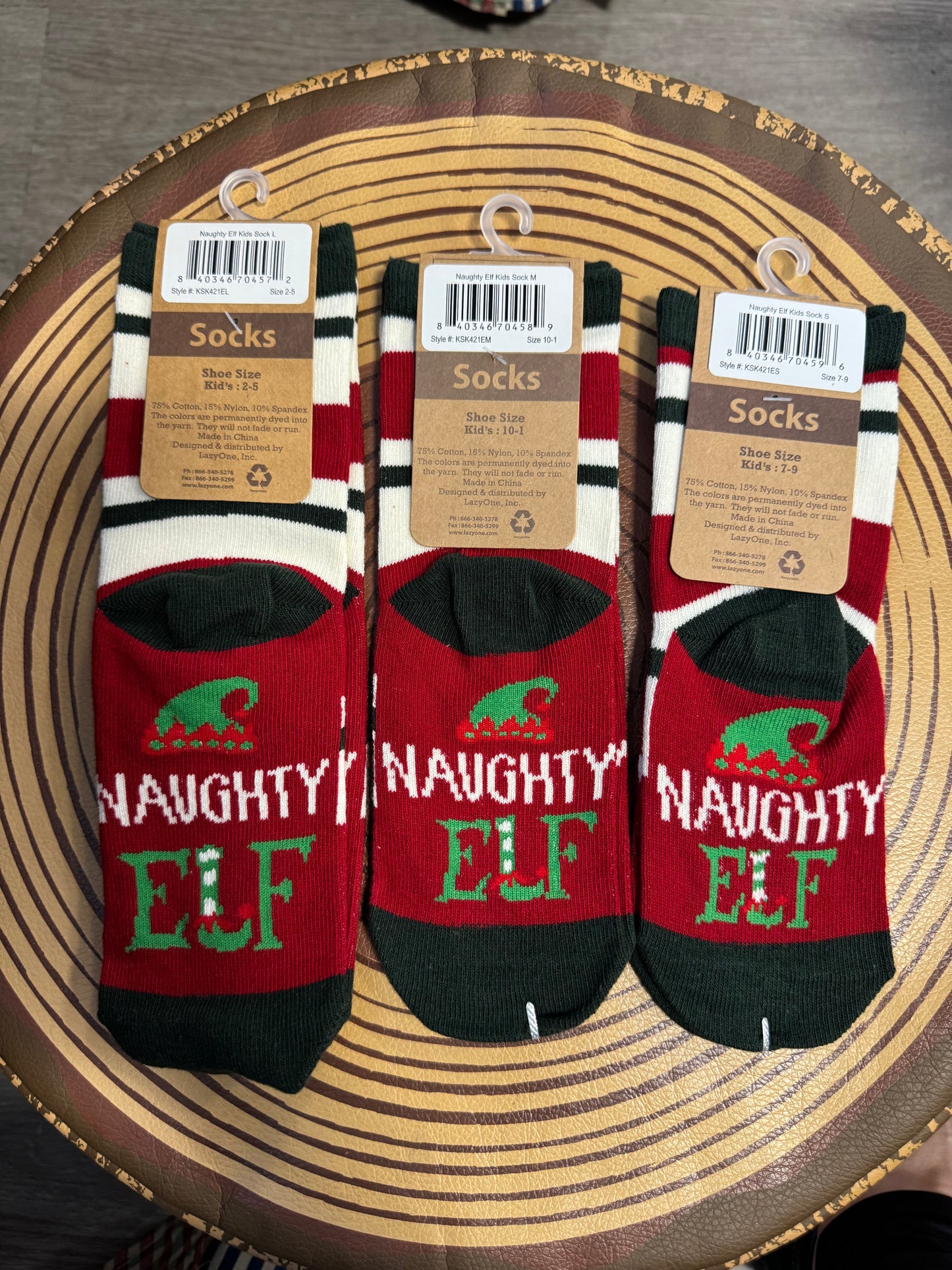 Naughty Elf Kids Socks