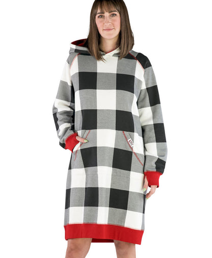 Sleep Hoodie-Black and White Plaid