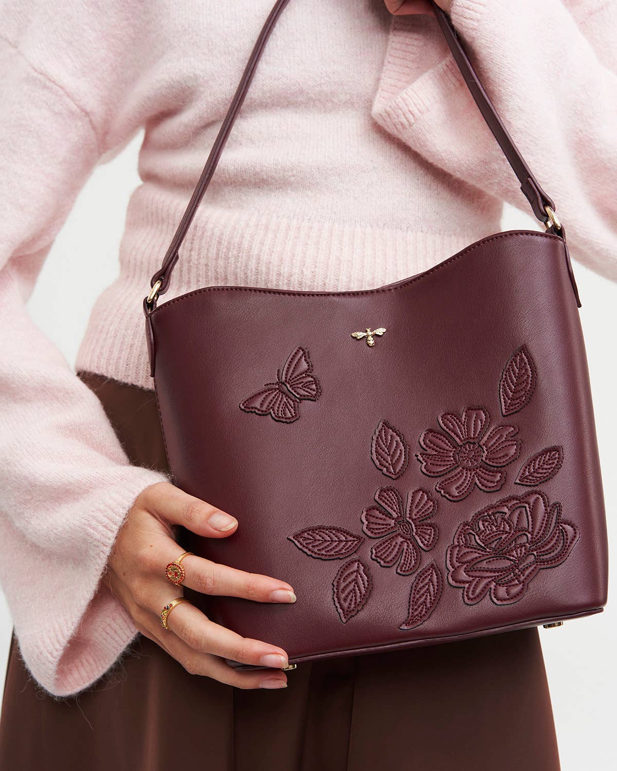 Margot Floral Applique Bucket Bag
