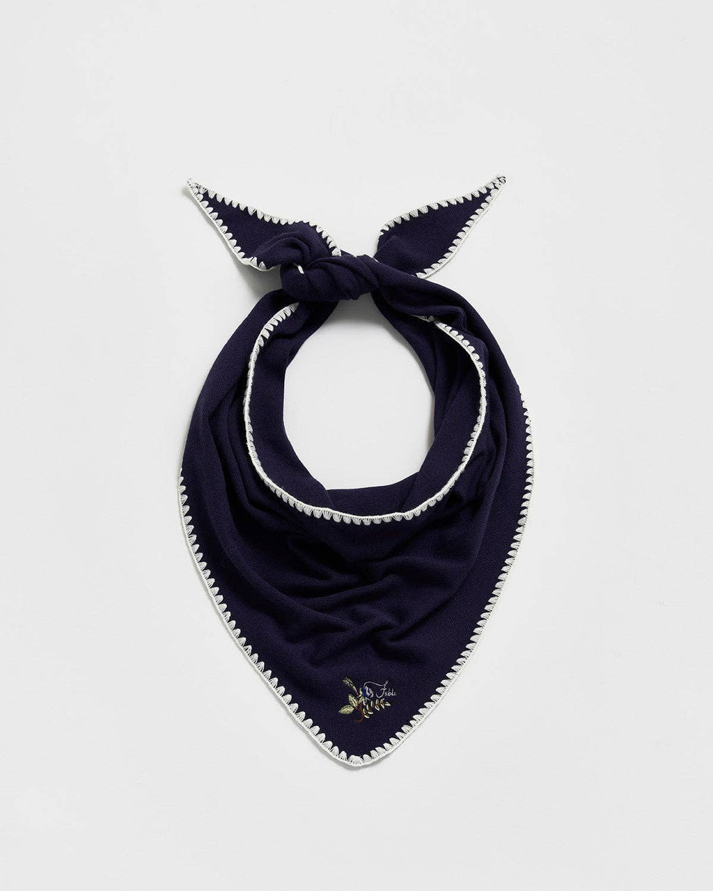 Dark Blue Knit Triangle Blanket Scarf