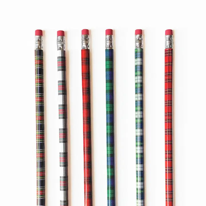 Set of 6 Plaid Pencils-Style B