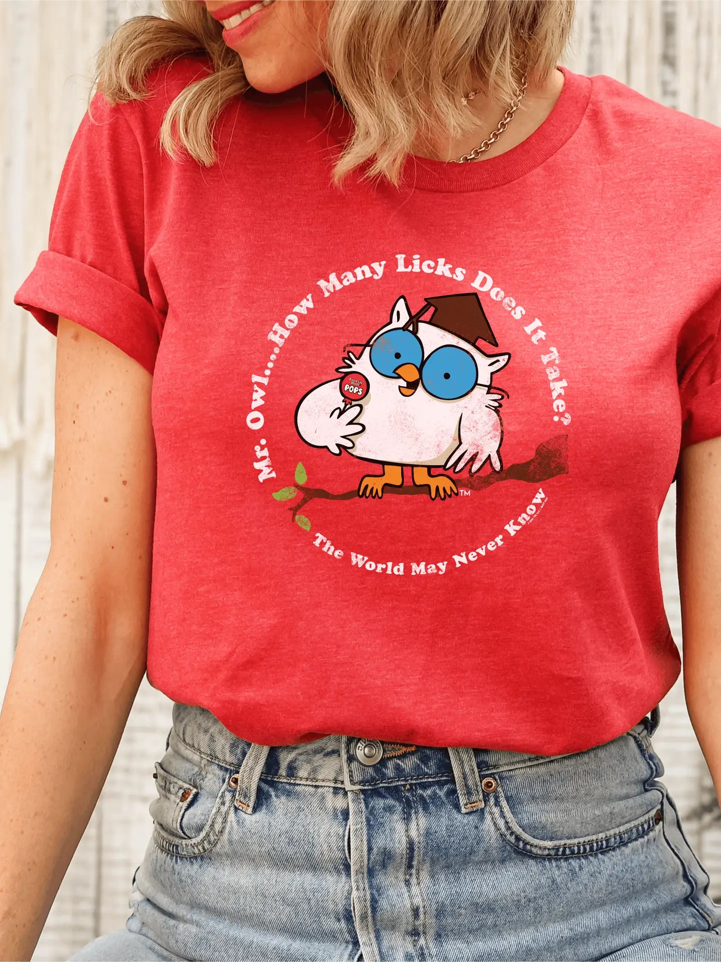 Tootsie Iconic Mr. Owl Heather Red Tee