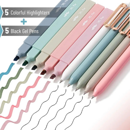 Aesthetic Highlighters & Gel Pens Set