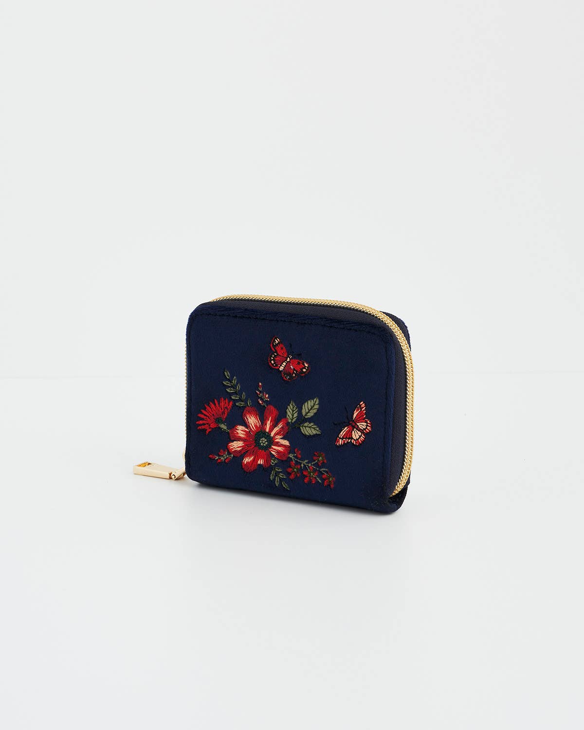 Floral Navy Velvet Purse