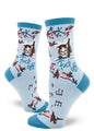 F*ck Off Kitty Cat Women's Crew Socks-Aquamarine