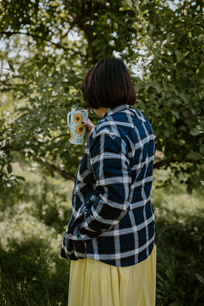 Navy Plaid Flannel Quilted Mac Jacket