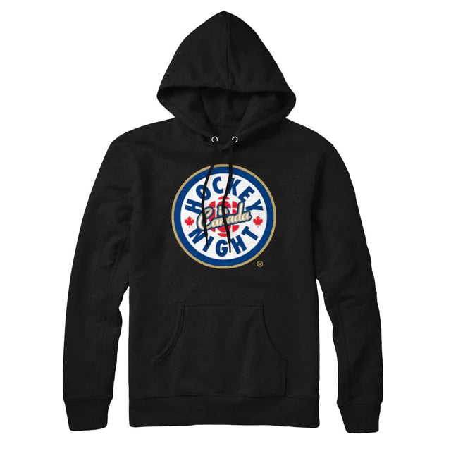 Hockey Night In Canada Black Hoodie with Full Colour Logo Birch
