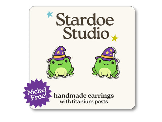 Wizard Frog Stud Earrings