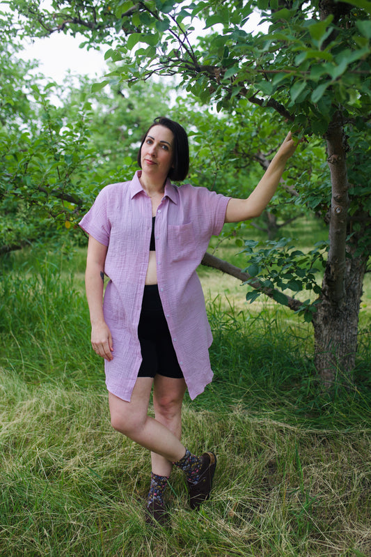 Lavender Button Down Tunic