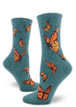 Monarch Butterflies Women's Crew Socks-Heather Sea