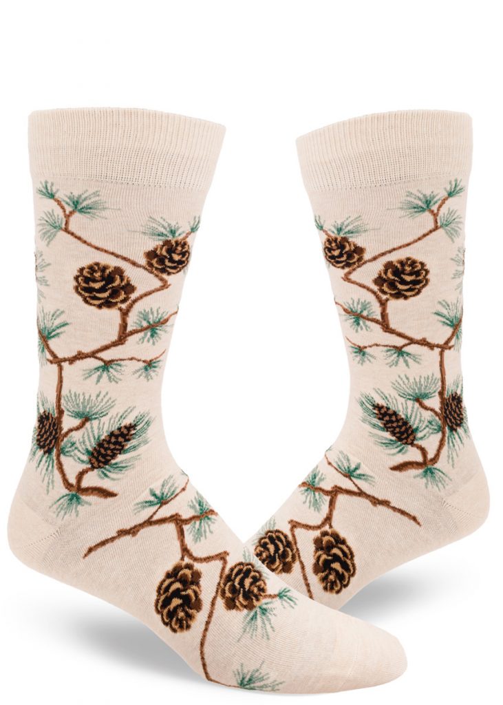 Pinecone Men's Socks-Heather Cream