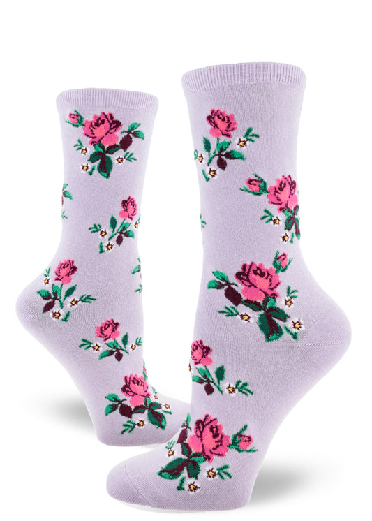 Pink Rose Women's Crew Socks-Wisteria