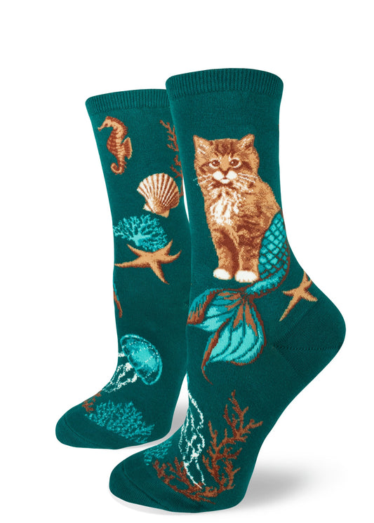 Purmaids Women's Crew Socks-Deep Teal