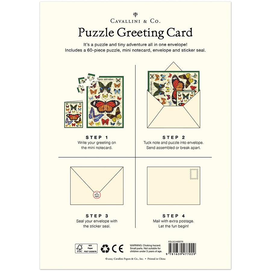 Happy Birthday Butterflies Puzzle Greeting Card