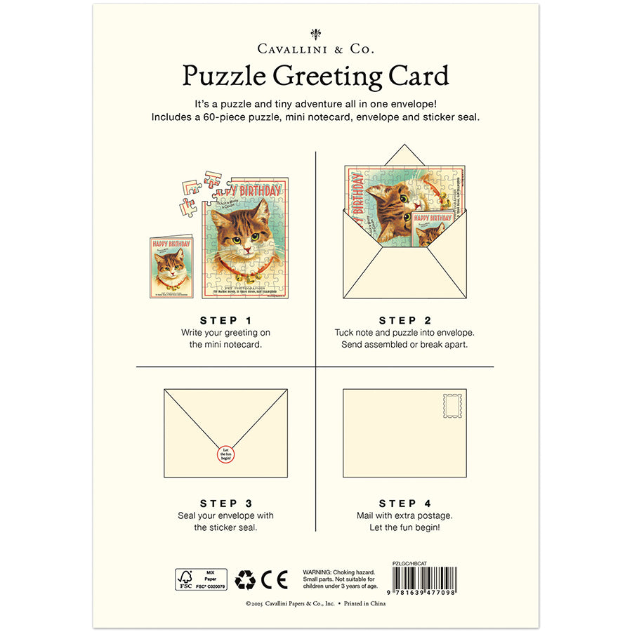Happy Birthday Cat Puzzle Greeting Card