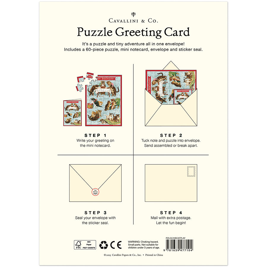 Happy Birthday Cat's Play Puzzle Greeting Card