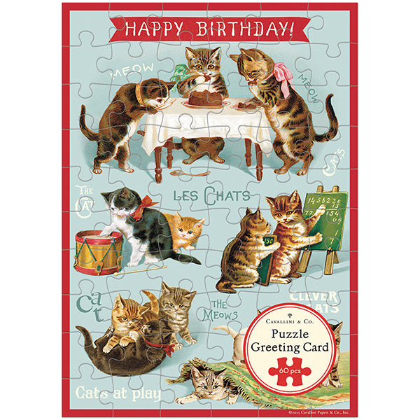 Happy Birthday Cat's Play Puzzle Greeting Card