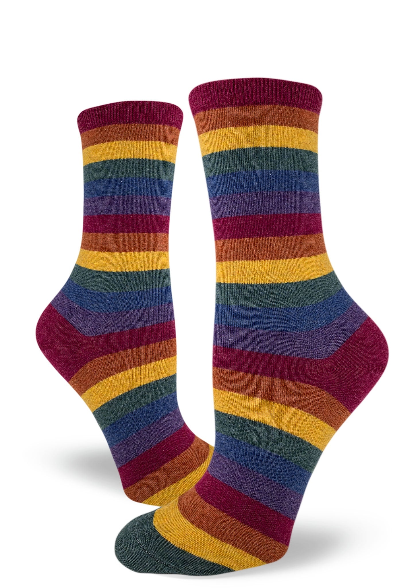 Heather Rainbow Striped Crew Socks - Muted Rainbow