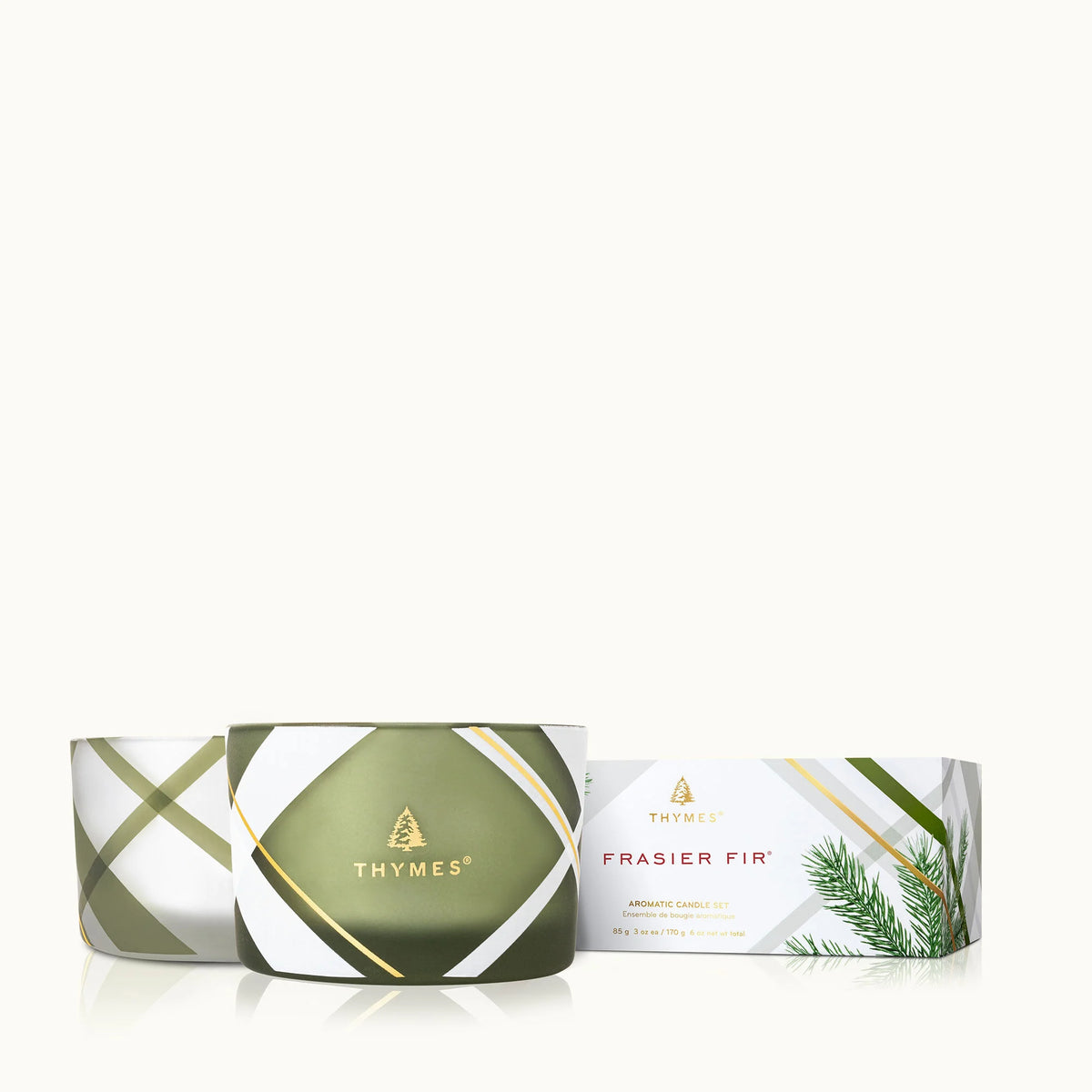 Frasier Fir Plaid Candle Set of 2