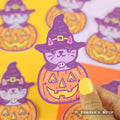 Pumpkin Kitty Vinyl Sticker - Birch Hill Studio