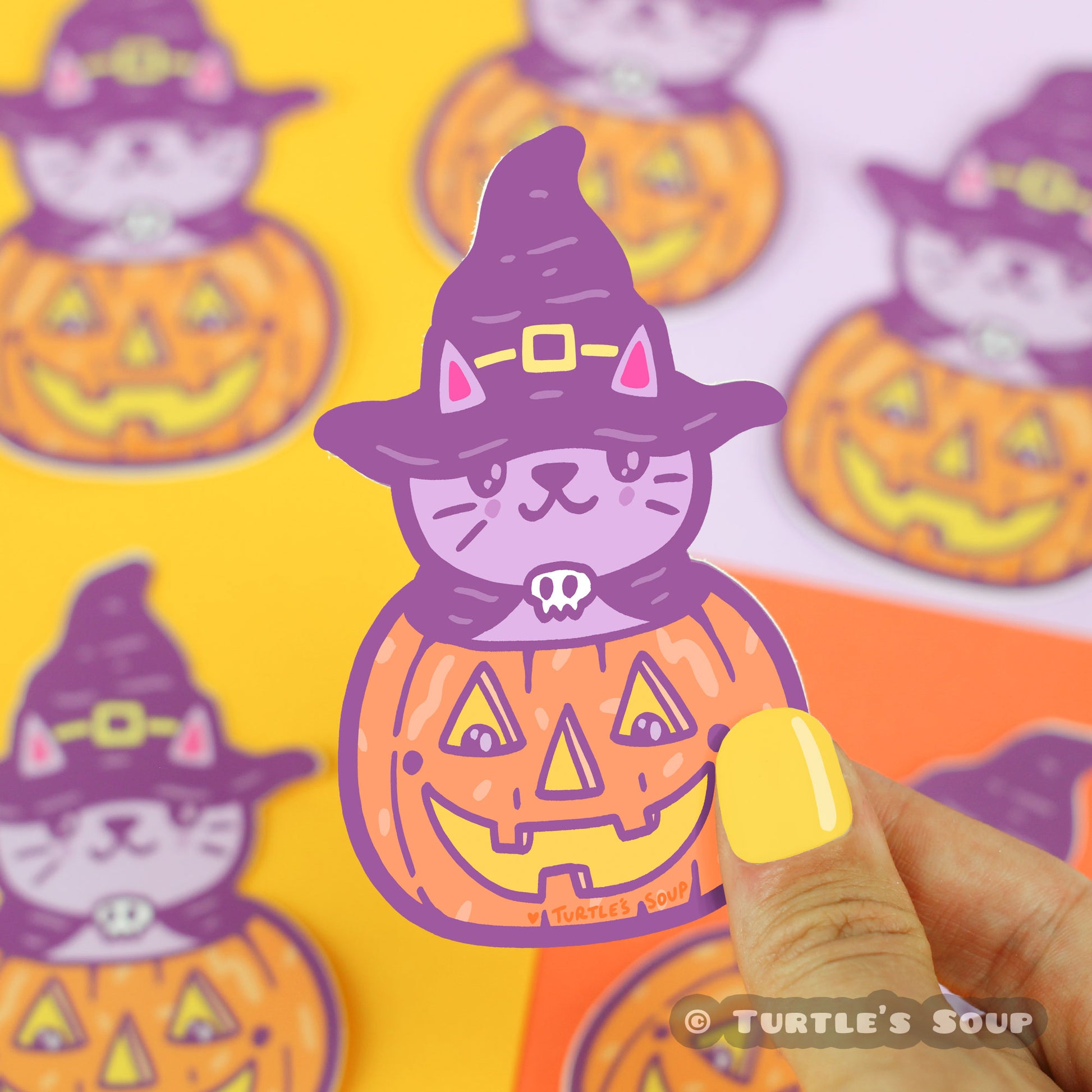 Pumpkin Kitty Vinyl Sticker - Birch Hill Studio