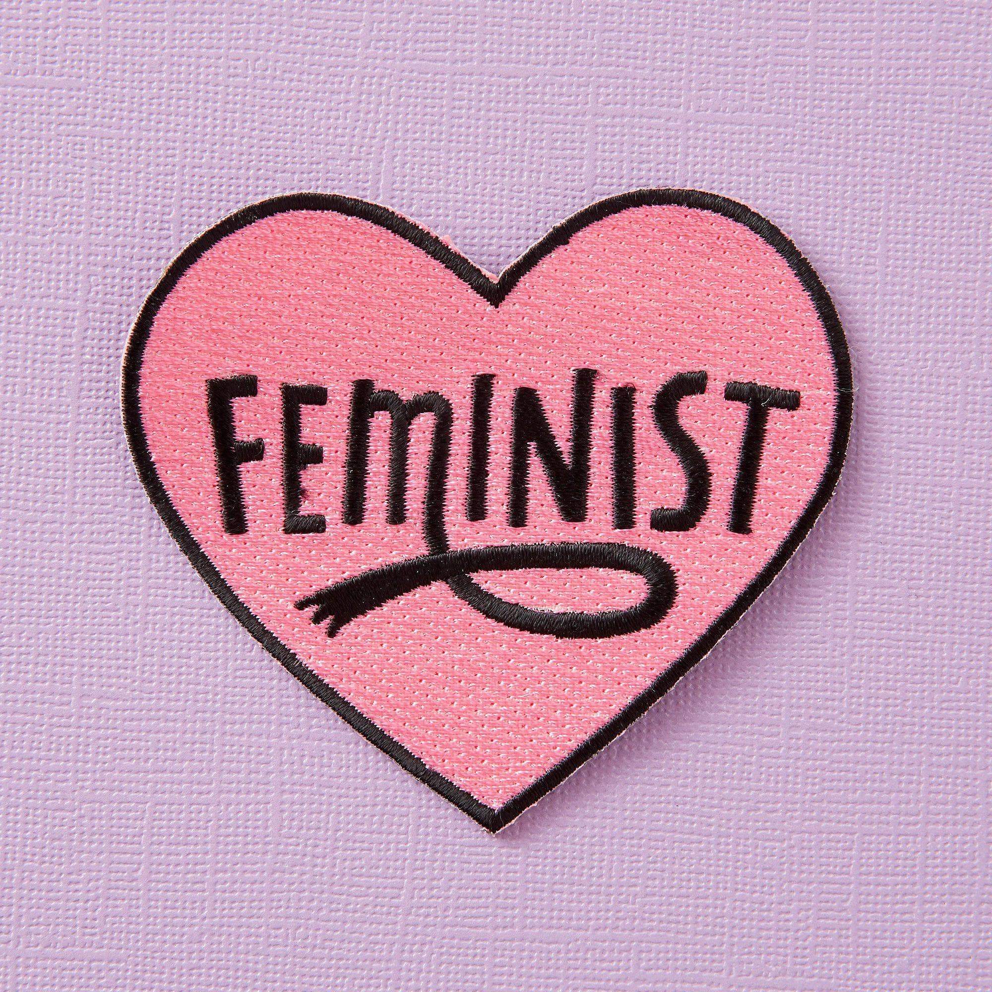 Pink Feminist Heart Patch - Birch Hill Studio