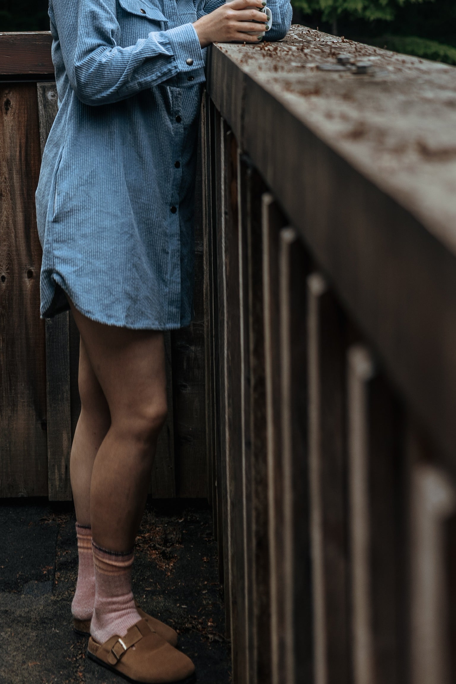 Blue Mountain Mist Corduroy Shirt Dress - Birch Hill Studio